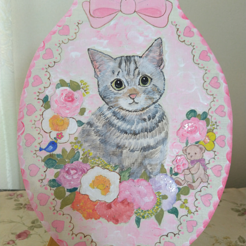 トールペイントハンドメイド☆アメリカンショートヘア アメショ 猫