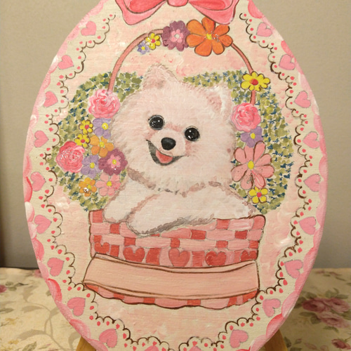 可愛いポメラニアンパネル生地 ハンドメイド フラットポーチ 6/7