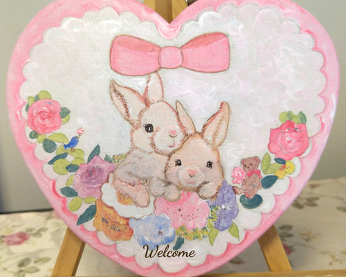 トールペイント ハンドメイド ハート板小サイズ トイプードル