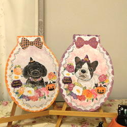 トールペイントハンドメイド☆フレンチブルドッグ フレブル 犬 ペット 絵 ハロウィンリース ハロウィーン飾り 表札看板に 4枚目の画像
