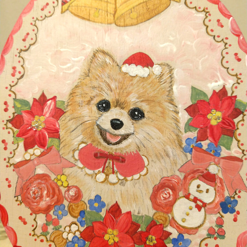 ♡K-CAT♡トールペイント♡カントリードールのクリスマス♡ハンドメイド♡ トールペイントハンドメイド☆ポメラニアン 赤チェック