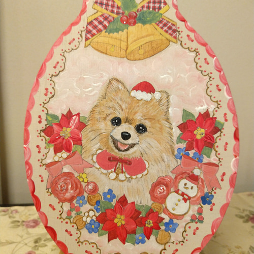 ♡K-CAT♡トールペイント♡カントリードールのクリスマス♡ハンドメイド♡ トールペイント ✳︎カントリードール 果物カゴを持ちながら猫