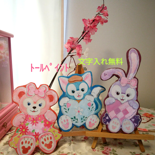 トールペイント作品 ハート型クマの絵 ハート♡ﾄｰﾙﾍﾟｲﾝﾄクマ♡オーダーうけつけます！ 表札・ネーム