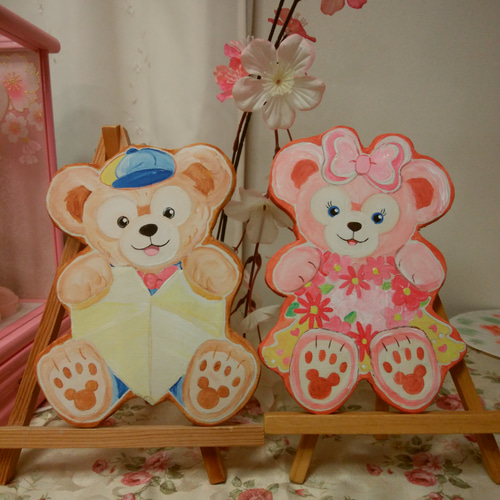 トールペイント作品 ハート型クマの絵 ハート♡ﾄｰﾙﾍﾟｲﾝﾄクマ♡オーダーうけつけます！ 表札・ネーム