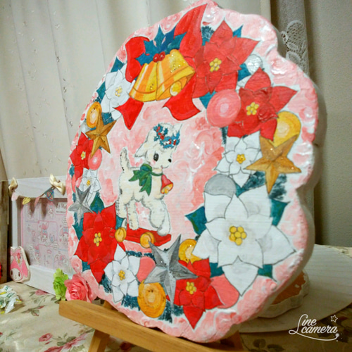 クリスマスリースﾄｰﾙﾍﾟｲﾝﾄ羊 タペストリー・壁掛け ココアママ🐩 通販