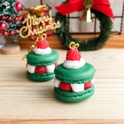 莓果馬卡龍--聖誕(綠) 耳環 單支 甜點飾品 macaron 聖✩誕✩限✩定 第1張的照片