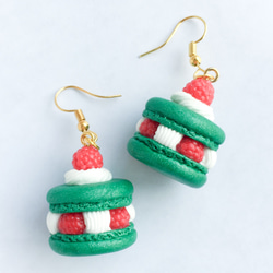 莓果馬卡龍--聖誕(綠) 耳環 單支 甜點飾品 macaron 聖✩誕✩限✩定 第2張的照片