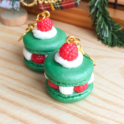 莓果馬卡龍--聖誕(綠) 耳環 單支 甜點飾品 macaron 聖✩誕✩限✩定 第3張的照片