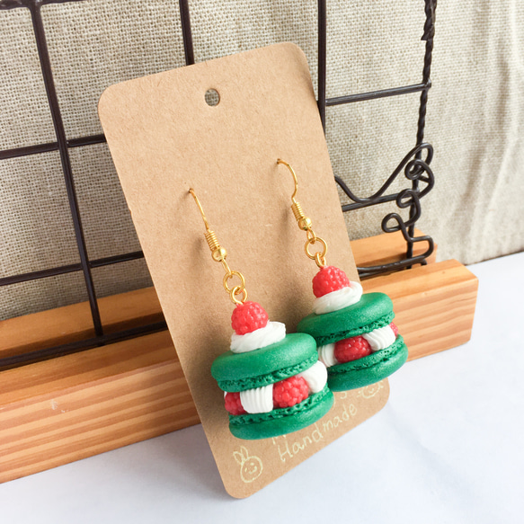 莓果馬卡龍--聖誕(綠) 耳環 單支 甜點飾品 macaron 聖✩誕✩限✩定 第4張的照片