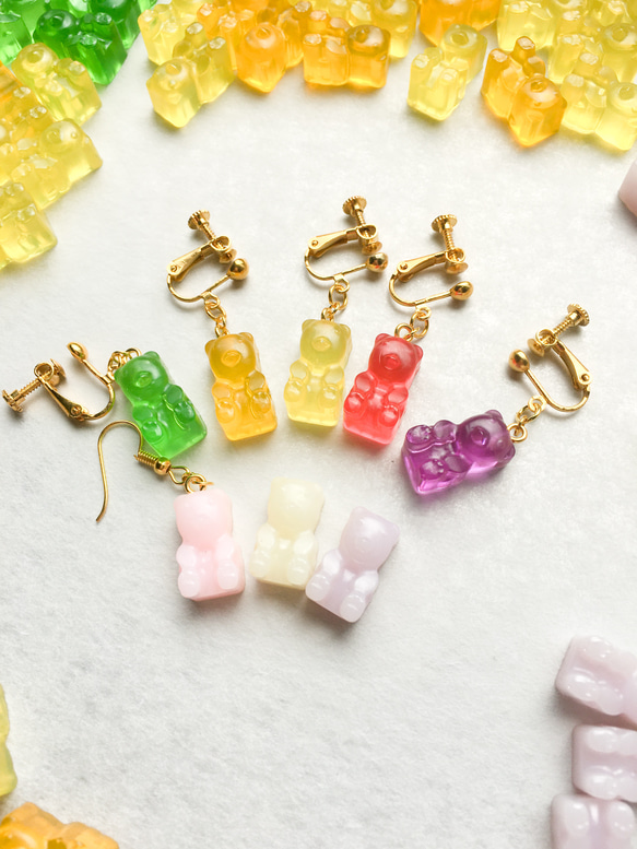 小熊軟糖耳環グミベア gummy bears 不可食用 甜點飾品 單耳【蜜斯手作】 第1張的照片