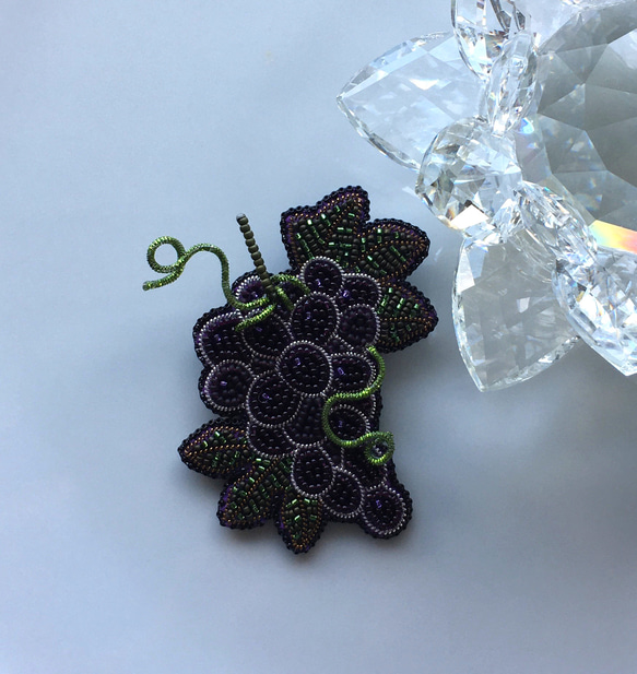 ビーズ刺繍のブローチ　-葡萄- grapes 8枚目の画像
