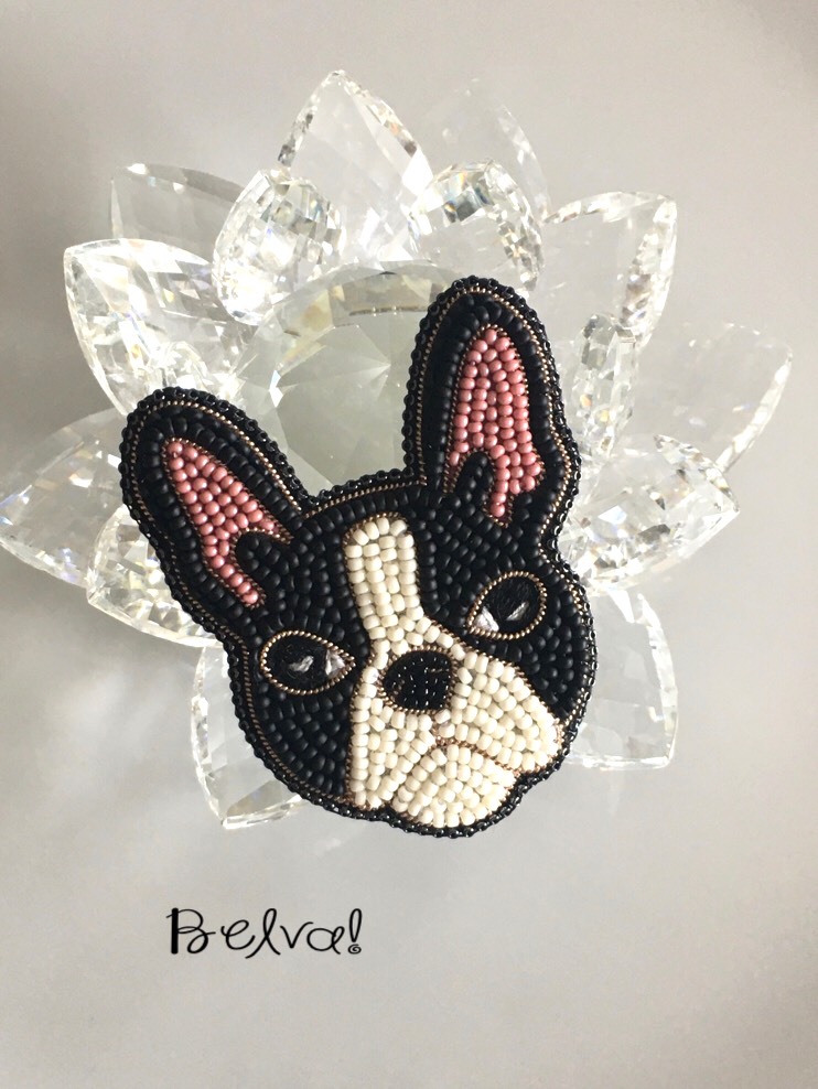 ビーズブローチ マリアンヌバトル フレンチブルドッグ ① 最終価格！未使用