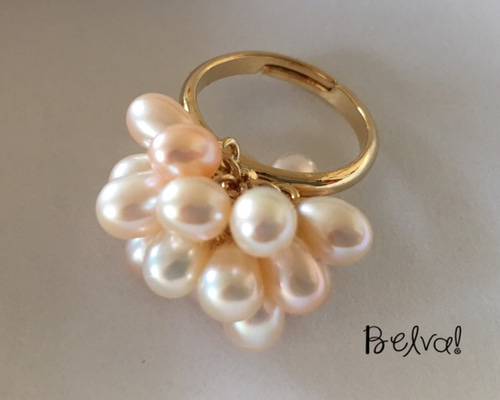 淡水パールのジャラジャラリング(ゴールドカラー)pearl ring