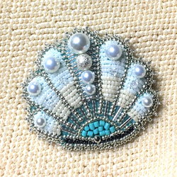 ビーズ刺繍 -貝殻のブローチ- shell 7枚目の画像