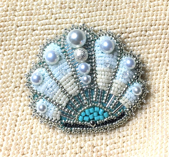 ビーズ刺繍 -貝殻のブローチ- shell 7枚目の画像