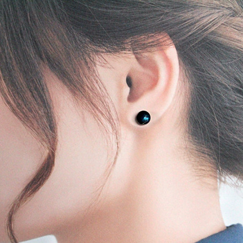 ラブラドライト×オニキスの ダブレットストーン ピアス【1点物】