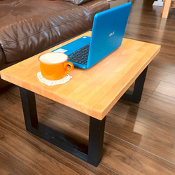 送料無料　ローテーブル　テーブル　アイアン風ミニ　ウォルナット色　天然木　かわいい　おしゃれ　カフェ　北欧　 2枚目の画像