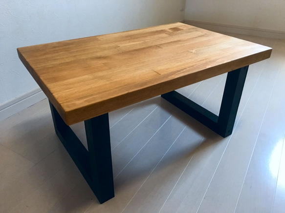 送料無料　ローテーブル　テーブル　アイアン風ミニ　ウォルナット色　天然木　かわいい　おしゃれ　カフェ　北欧　 3枚目の画像