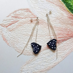 Blue and Black Butterfly❥Earrings/手刺繍/925純銀製/韓国製 2枚目の画像