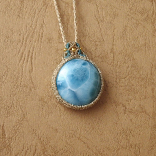 『精玲』高品質ラリマーのマクラメペンダントネックレス 精玲』高品質ラリマーのマクラメペンダントネックレス 高品質ラリマー