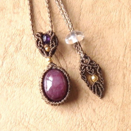 ✩⡱スタールビーマクラメペンダント ネックレス・ペンダント A