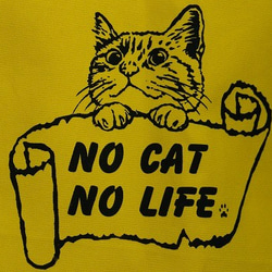 「NO CAT,NO LIFE」大トートバッグ 　イエロー 3枚目の画像