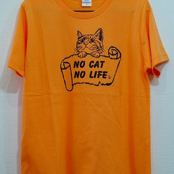 カスタマイズ半袖Ｔシャツ。トラ猫　ＮＯ　ＣＡＴ、ＮＯ　ＬＩＦＥ！　XLサイズ以下 1枚目の画像