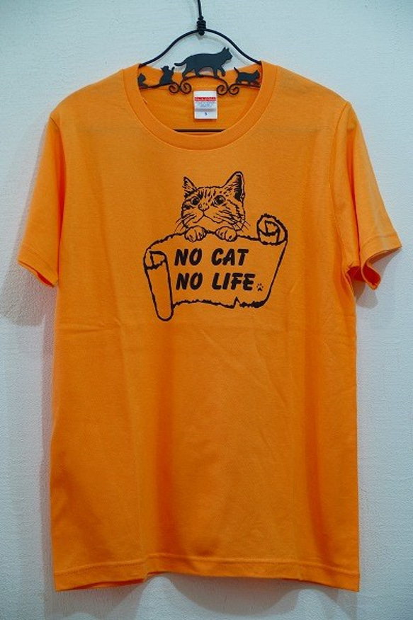 カスタマイズ半袖Ｔシャツ。トラ猫　ＮＯ　ＣＡＴ、ＮＯ　ＬＩＦＥ！　XLサイズ以下 1枚目の画像