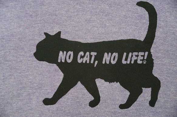 《N様受注品》NO CAT NO LIFE！プルオーバーパーカー　杢ラベンダー　Ｓサイズ 4枚目の画像