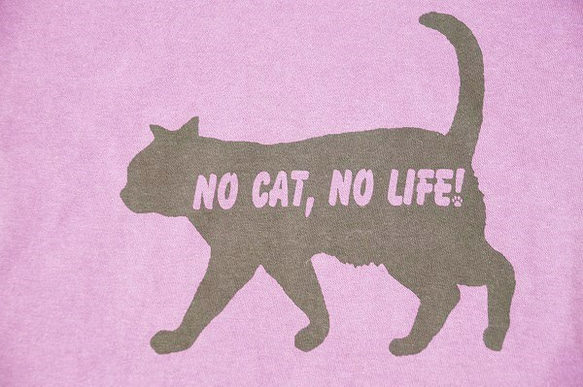 XLサイズ以下　カスタマイズ半袖Ｔシャツ。シルエット猫　ＮＯ　ＣＡＴ、ＮＯ　ＬＩＦＥ！ 3枚目の画像