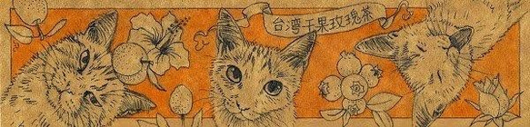 再販☆台湾フルーツ紅茶・５包入り猫ラベル缶 2枚目の画像