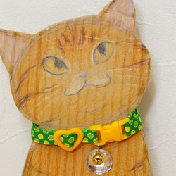 猫さん首輪・緑に黄色みずたま 2枚目の画像