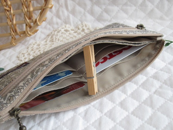 おさいふポーチ　長財布　財布　軽量　リバティ　スリーピングローズ　リバティコーティング生地　薄型財布 4枚目の画像