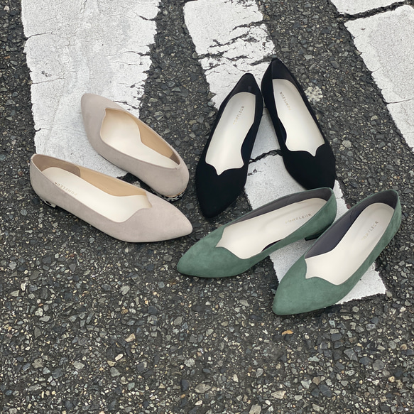 新色：Mini Vcut flat pumps｜ミニVカットフラットパンプス｜グリーンS | #pf2900 8枚目の画像