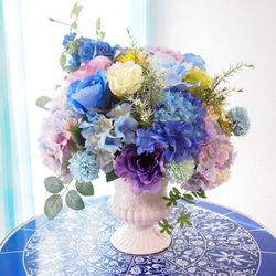 花　フラワー　水彩画　ブルー　ピンク　アートフラワー　青　フラワーアレンジメント 4d0f6e1957b84adac616005841ba3a