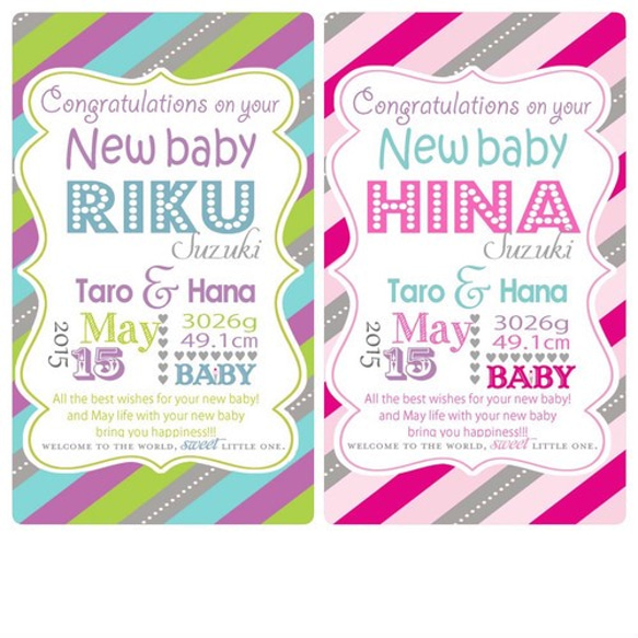 【Baby】ネームポスター　命名書　カラフル 1枚目の画像