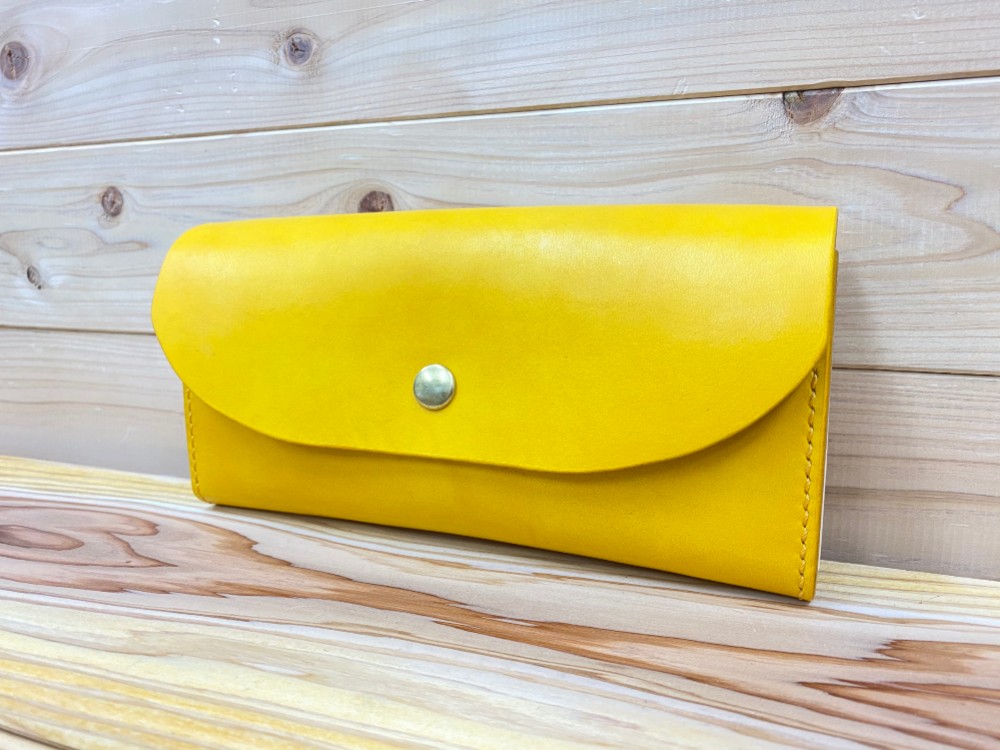 手染め三つ折り長財布（イエロー）