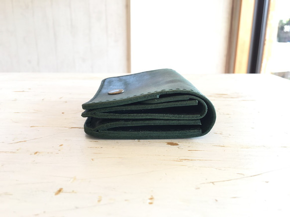 小さなアコーディオン財布（ディープグリーン） 5枚目の画像