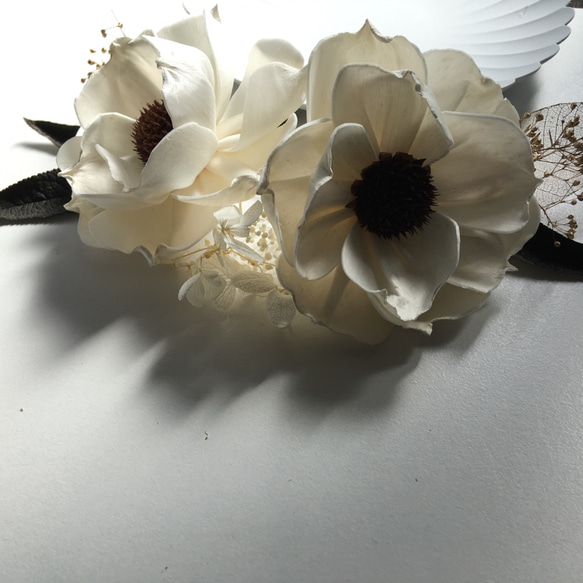 アネモネ　ヘッドドレス　造花　プリザーブドフラワー　ドライフラワー　結婚式　ウェディング　卒業式　白無垢　着物　和装　袴 3枚目の画像