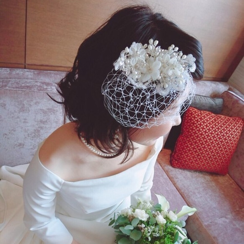 オールドローズ バラ 髪飾り ヘッドドレス ウェディング 結婚式