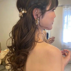 ヘッドドレス 小枝アクセサリー フラワー リーフ ゴールド 小枝カチューシャ ウェディング 結婚式 12枚目の画像