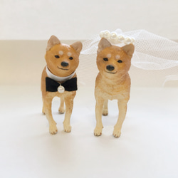 ケーキトッパー  結婚式　柴犬　犬　キリン　象　熊　新郎新婦　ウェディングケーキ　結婚式　ブライダル　ウェルカムドー 7枚目の画像