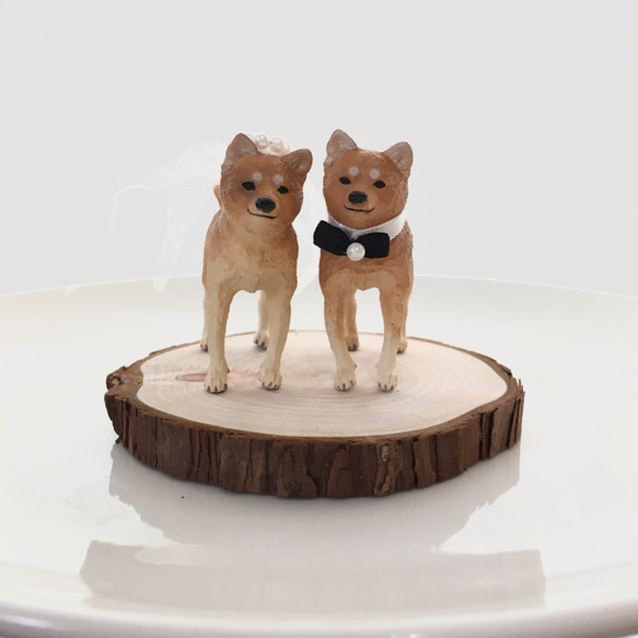 ケーキトッパー  結婚式　柴犬　犬　キリン　象　熊　新郎新婦　ウェディングケーキ　結婚式　ブライダル　ウェルカムドー 6枚目の画像