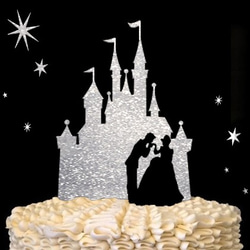お城　ケーキトッパー　シルバー　グリッター　結婚式　ウェディングケーキ 1枚目の画像