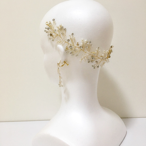 ゼクシィ展示中* 星屑のカチューシャ 小枝アクセサリー ヘッドピース