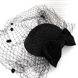 トーク帽 トークハット 黒 ブラック 髪飾り ヘッドドレス 結婚式 卒業式 ウェディング ヘアアクセサリー　フラワー 1枚目の画像