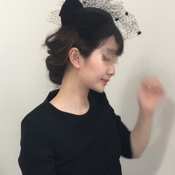 トーク帽 トークハット 黒 ブラック 髪飾り ヘッドドレス 結婚式 卒業式 ウェディング ヘアアクセサリー　フラワー 6枚目の画像