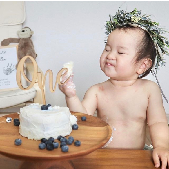 one ケーキトッパー 木製 1歳 2歳 誕生日 誕生日ケーキ 飾り付け カリグラフィー レターバナー バースデーケーキ 8枚目の画像