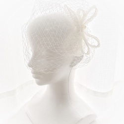 バードケージベール ショートベール ヘッドドレス パーティー 白 ウェディング 和装 白無垢 色打掛 5枚目の画像