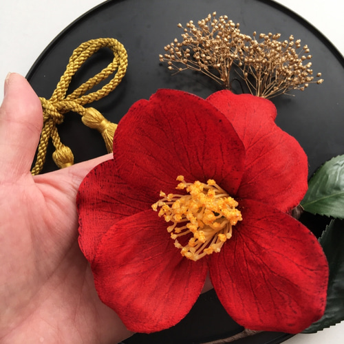 椿 成人式 髪飾り 和装 プリザーブドフラワー ドライフラワー アーティ